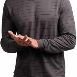 Cheap ❤️ TravisMathew Men's Carlin Long Sleeve Golf 👕 Shirt For Men Grey Pinstripe/black 👍