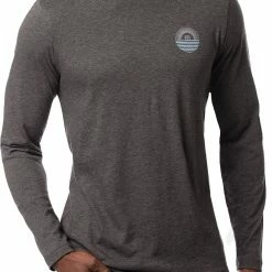 Hot Sale 💯 TravisMathew Men's Calm Current Long Sleeve Golf T-Shirt For Men Heather Grey Pinstripe 👏