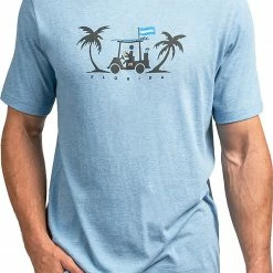 Promo 😉 TravisMathew Men's Outlaw McGraw T-Shirt For Men Heather Blue 🤩