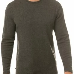 TravisMathew Shop 20 Best deal โ๏ธ TravisMathew Men's Cloud Waffle Crew Long Sleeve Golf T-Shirt For Men Charcoal ๐