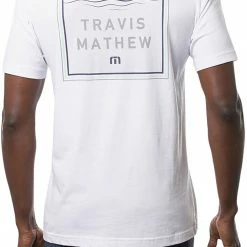 Best Sale 👏 TravisMathew Men's Mountain Money Short Sleeve Golf 👕 Shirt For Men White 🔔