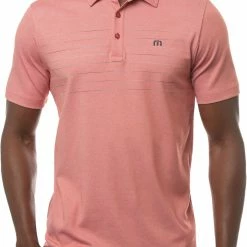 Cheap 😍 TravisMathew Men's Seas The Day Golf Polo For Men Heather Garnet Rose 🧨