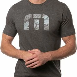 Promo 🧨 TravisMathew Men's Chimney Rock Golf T-Shirt For Men Heather Grey Pinstripe 😉