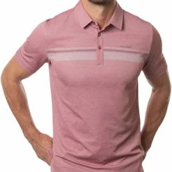 New 💯 TravisMathew Men's Over The Water Golf Polo For Men Heather Ruby Wine 🎉