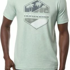 Outlet 🧨 TravisMathew Men's Jetty Walker Short Sleeve Golf 👕 Shirt For Men Heather Neptune Green ⭐